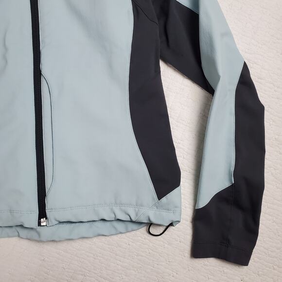 REI Women Softshell Full Zip Thermo LT Jacket 1 Front Pocket Baby Blue & Grey S - Picture 2 of 9